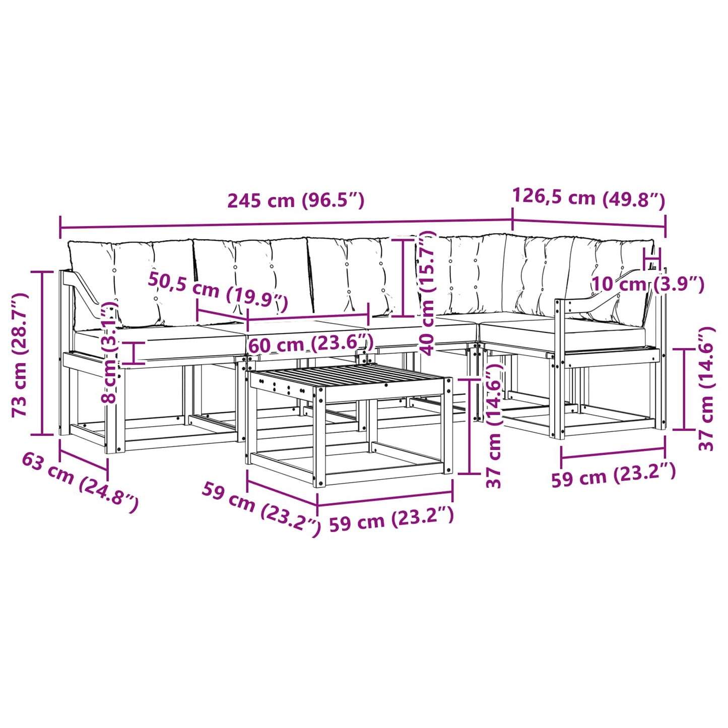 Outdoor-Sofagarnitur 6 stk. Natur und Creme