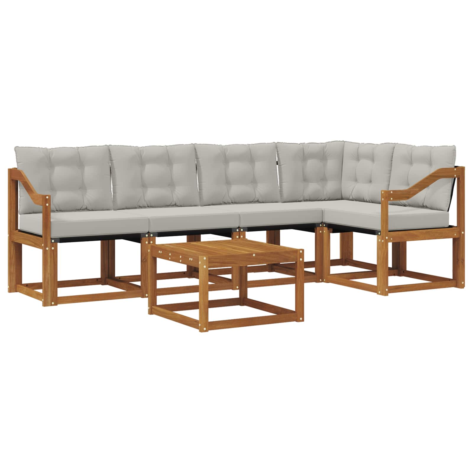 Outdoor-Sofagarnitur mit Kissen 6 pcs Natürlich und Hellgrau