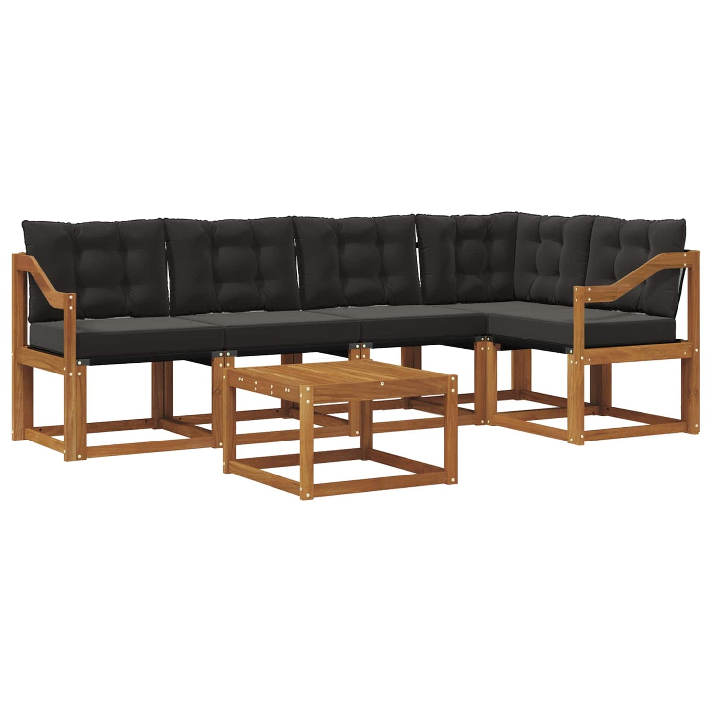 Outdoor-Sofagarnitur mit Kissen 6 pcs Natürlich und Schwarz