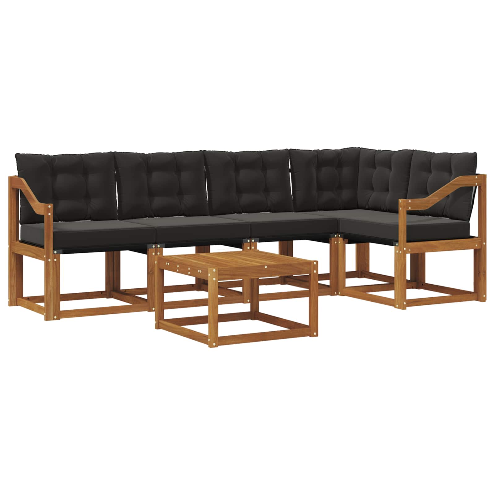 Outdoor-Sofagarnitur mit Kissen 6 pcs Natürlich und Schwarz