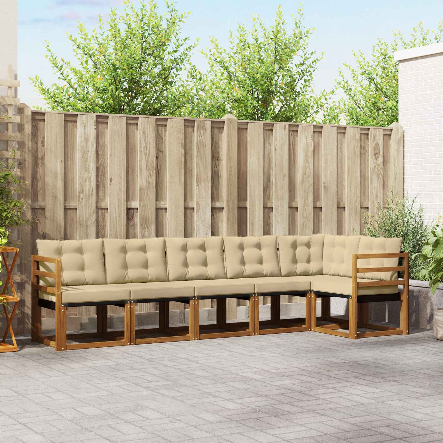 Outdoor-Sofagarnitur 6 stk. Natur und Beige