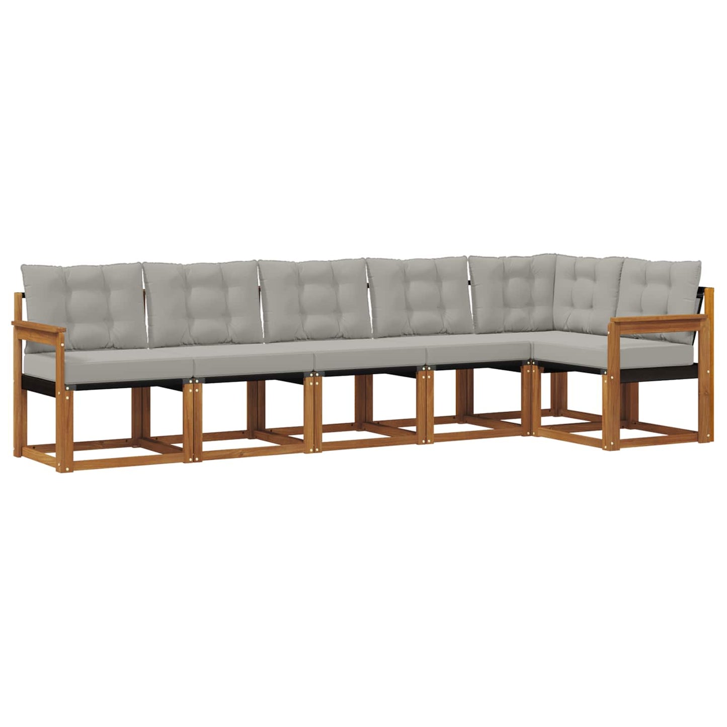 Outdoor-Sofagarnitur mit Kissen 6 pcs Natürlich und Hellgrau