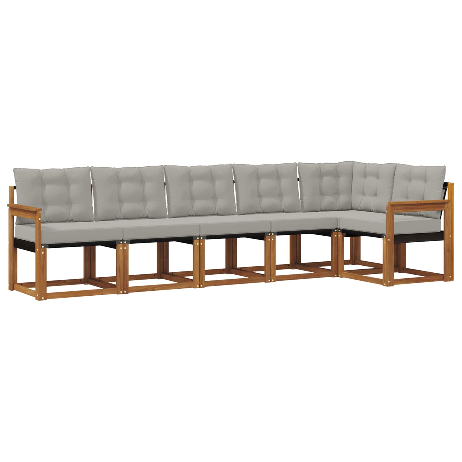 Outdoor-Sofagarnitur mit Kissen 6 pcs Natürlich und Hellgrau