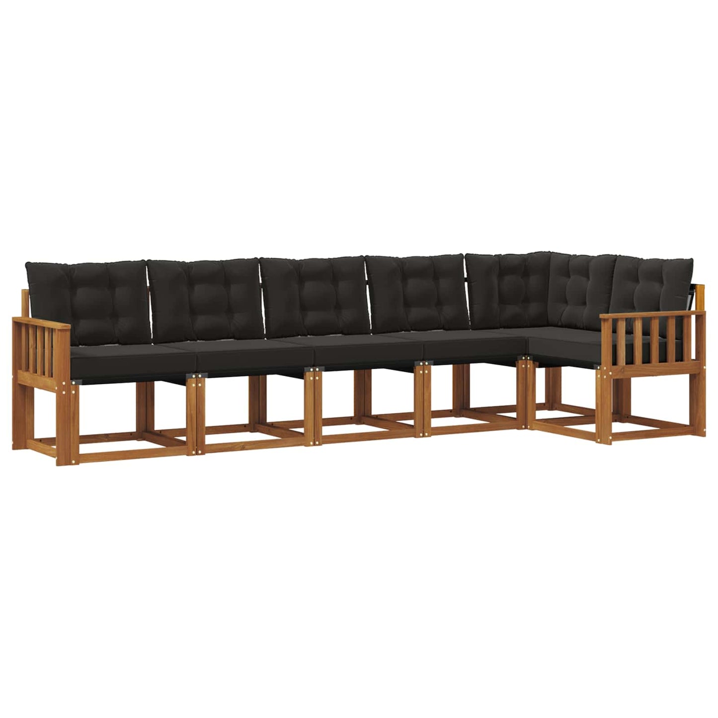 Outdoor-Sofagarnitur mit Kissen 6 pcs Natürlich und Schwarz