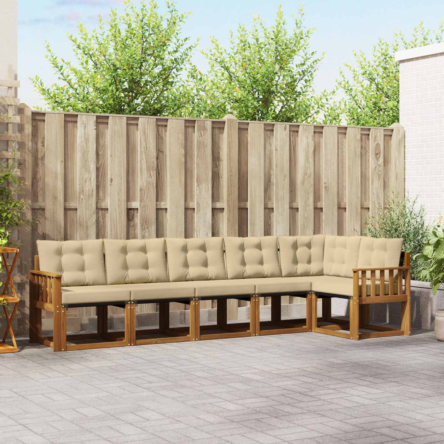 Outdoor-Sofagarnitur mit Kissen 6 pcs Natur und Beige