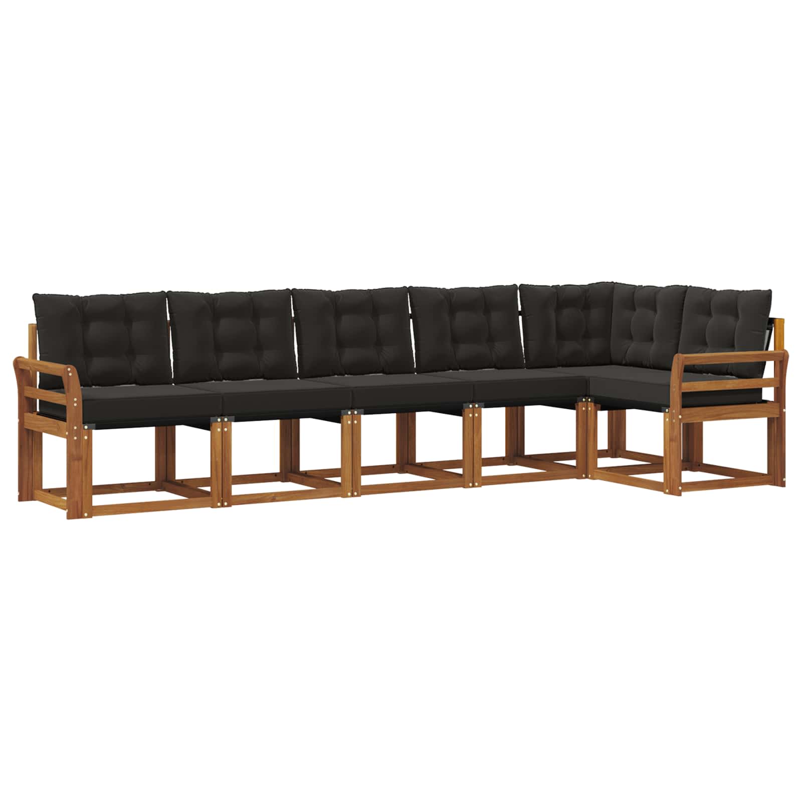 Outdoor-Sofagarnitur 6 stk. Natürlich und Schwarz