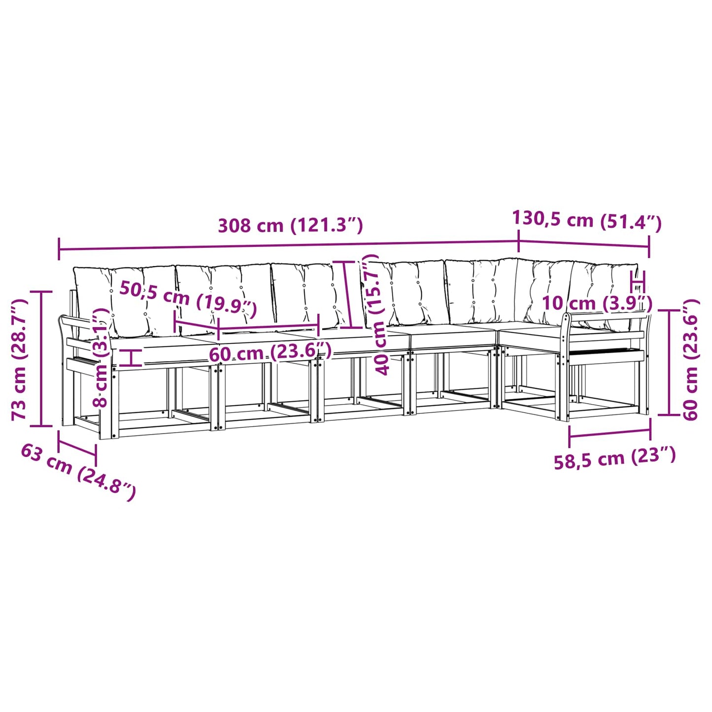 Outdoor-Sofagarnitur 6 stk. Natur und Beige
