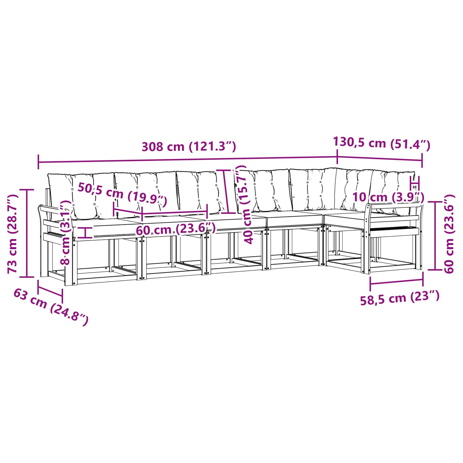 Outdoor-Sofagarnitur 6 stk. Natur und Beige