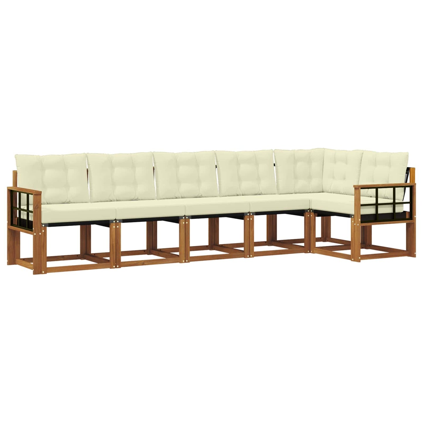 Outdoor-Sofagarnitur mit Kissen 6 pcs Natur und Creme