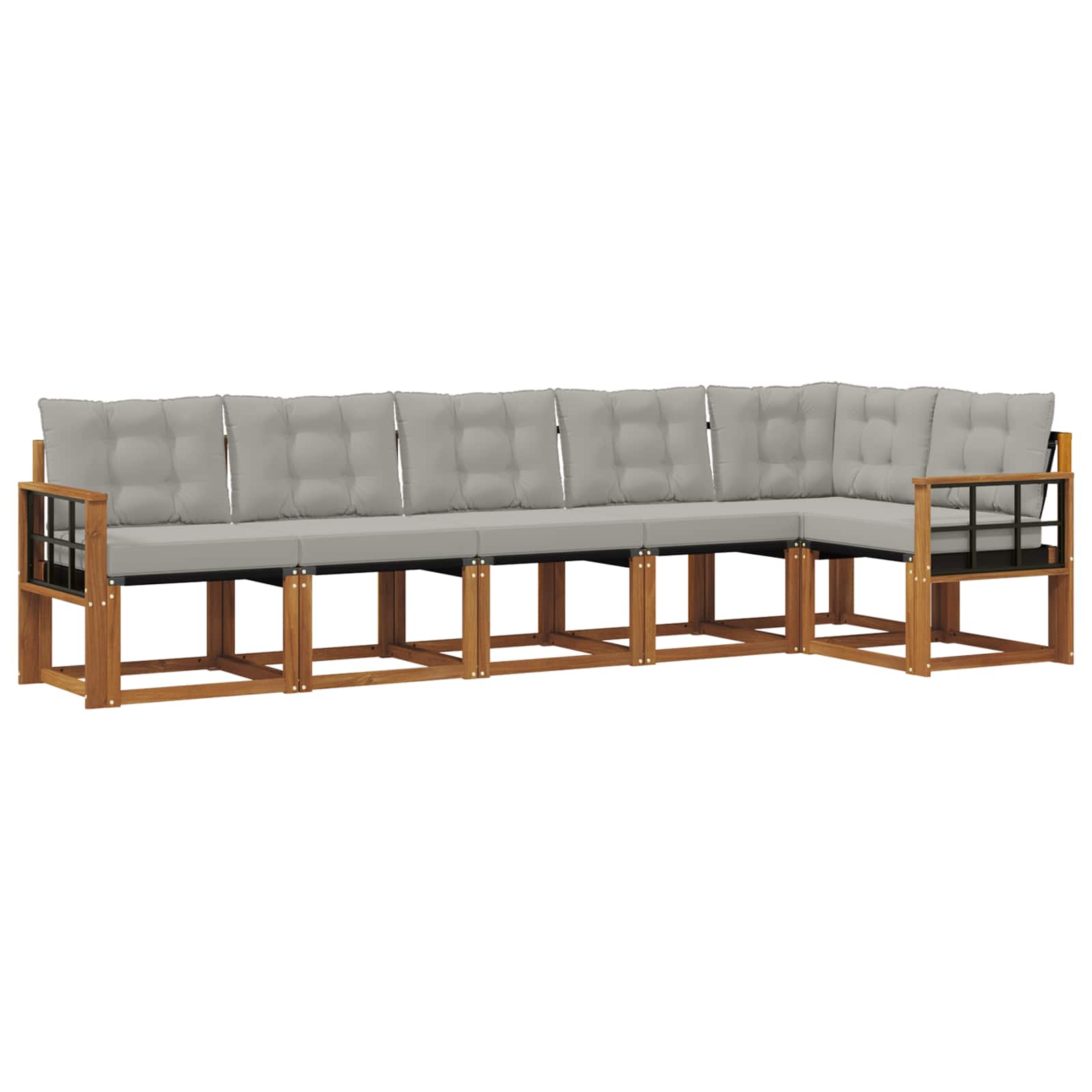 Outdoor-Sofagarnitur mit Kissen 6 pcs Natürlich und Hellgrau