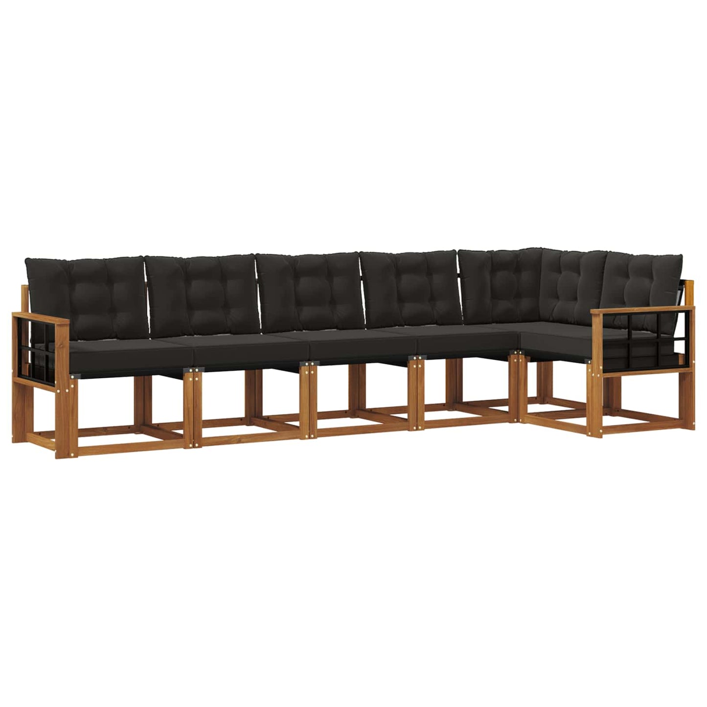 Outdoor-Sofagarnitur mit Kissen 6 pcs Natürlich und Schwarz