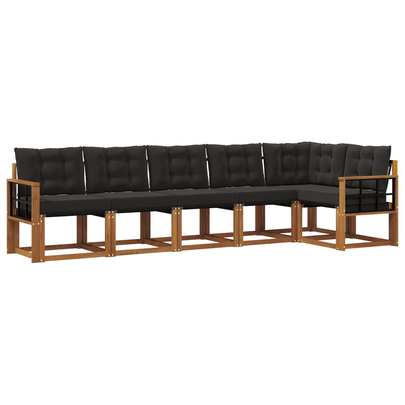 Outdoor-Sofagarnitur mit Kissen 6 pcs Natürlich und Schwarz