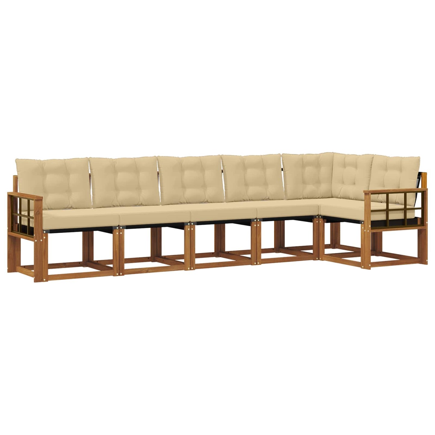 Outdoor-Sofagarnitur mit Kissen 6 pcs Natur und Beige