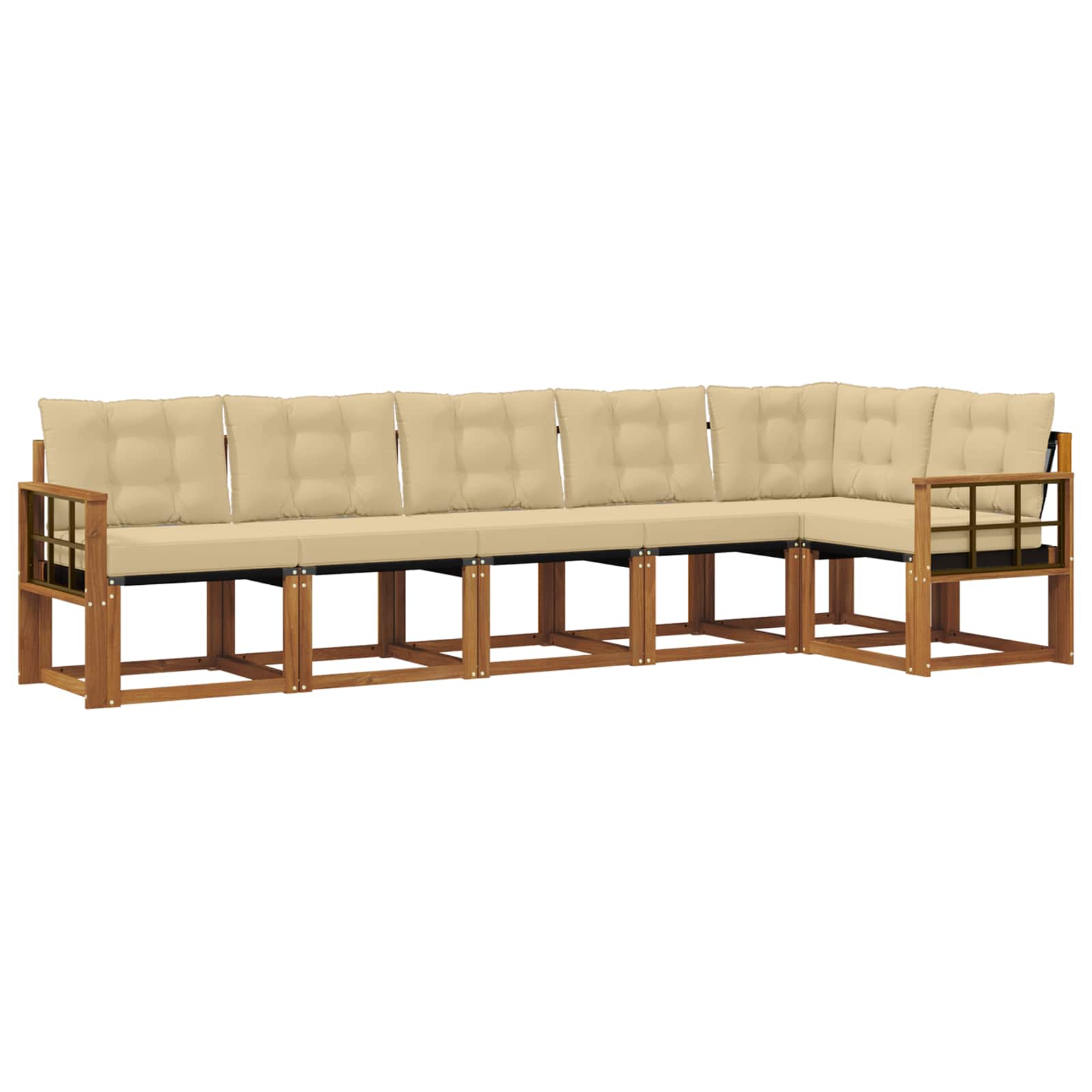 Outdoor-Sofagarnitur mit Kissen 6 pcs Natur und Beige