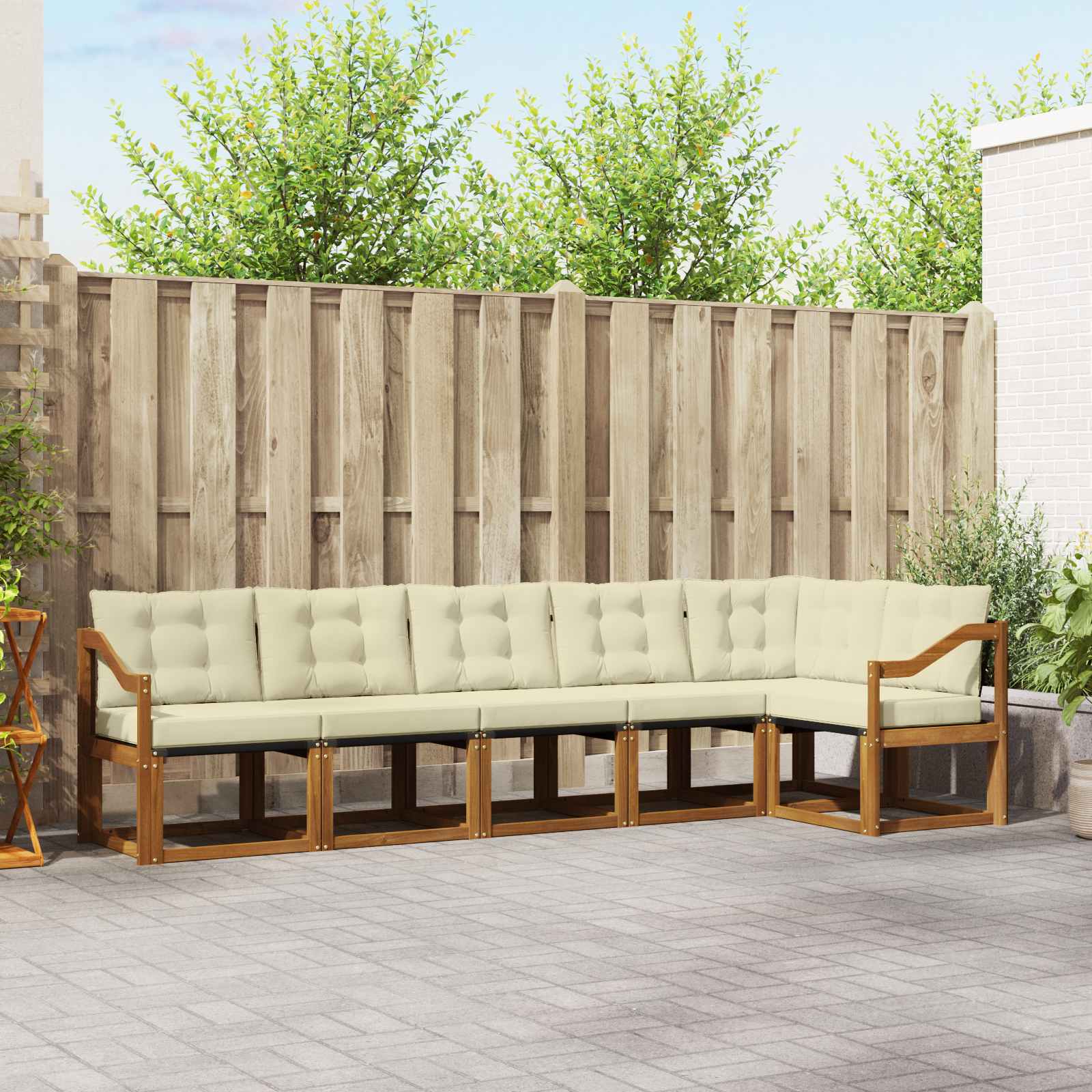 Outdoor-Sofagarnitur mit Kissen 6 pcs Natur und Creme