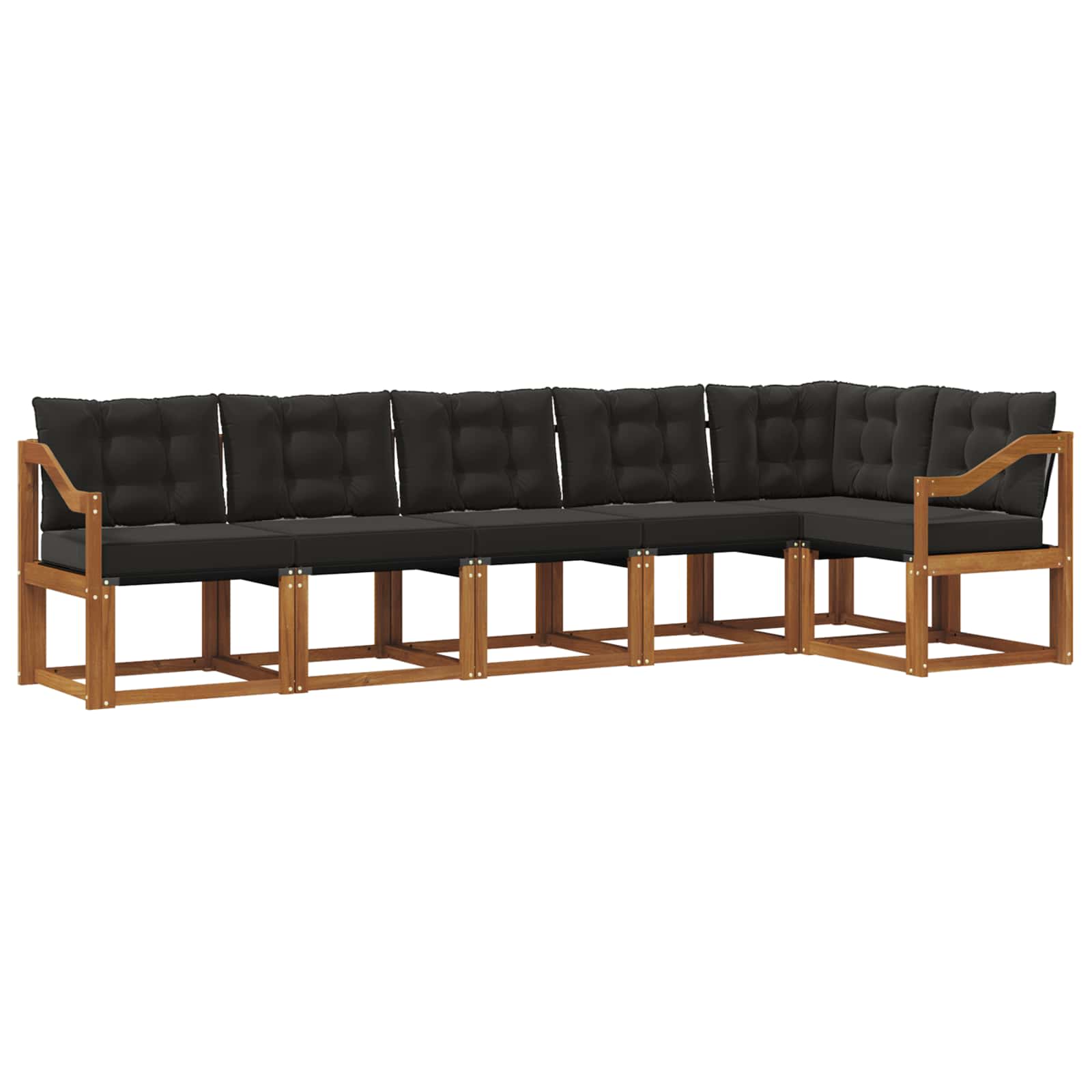 Outdoor-Sofagarnitur mit Kissen 6 pcs Natürlich und Schwarz
