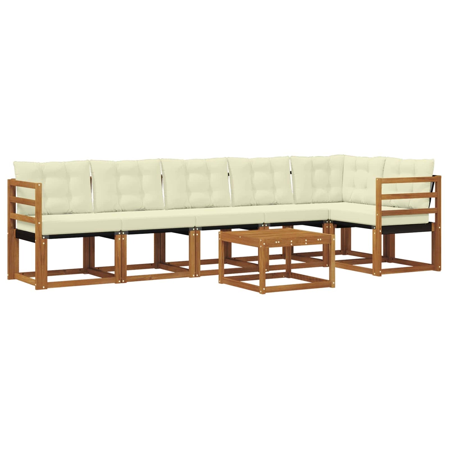 Outdoor-Sofagarnitur 7 stk. Natur und Creme