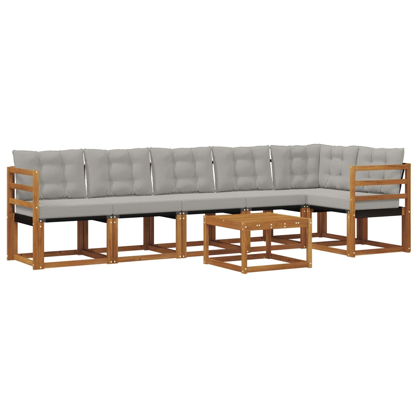 Outdoor-Sofagarnitur mit Kissen 7 pcs Natürlich und Hellgrau