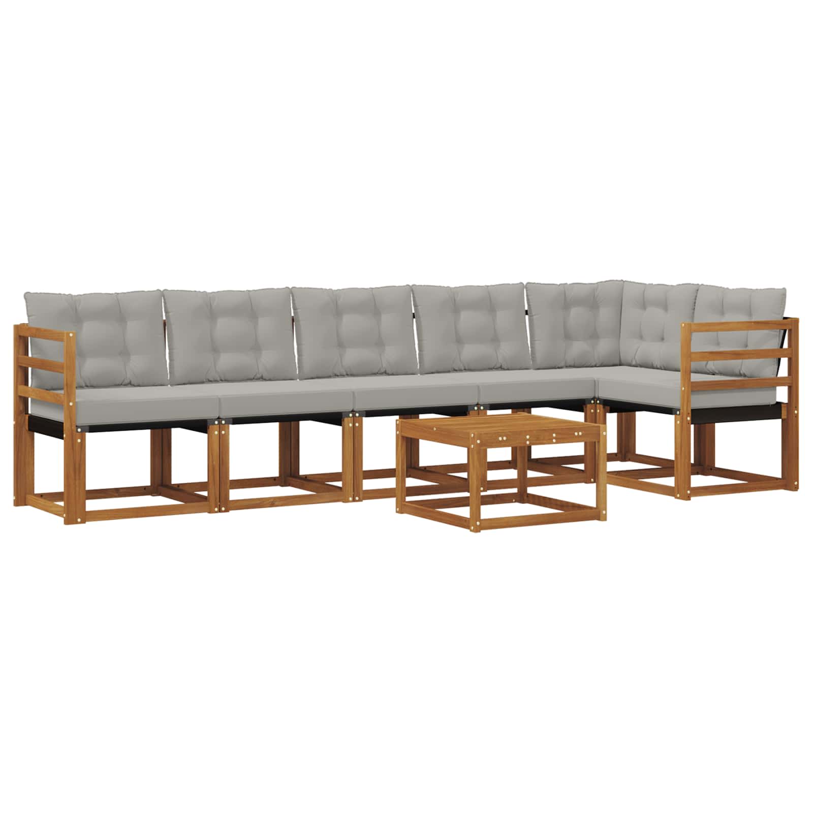Outdoor-Sofagarnitur mit Kissen 7 pcs Natürlich und Hellgrau