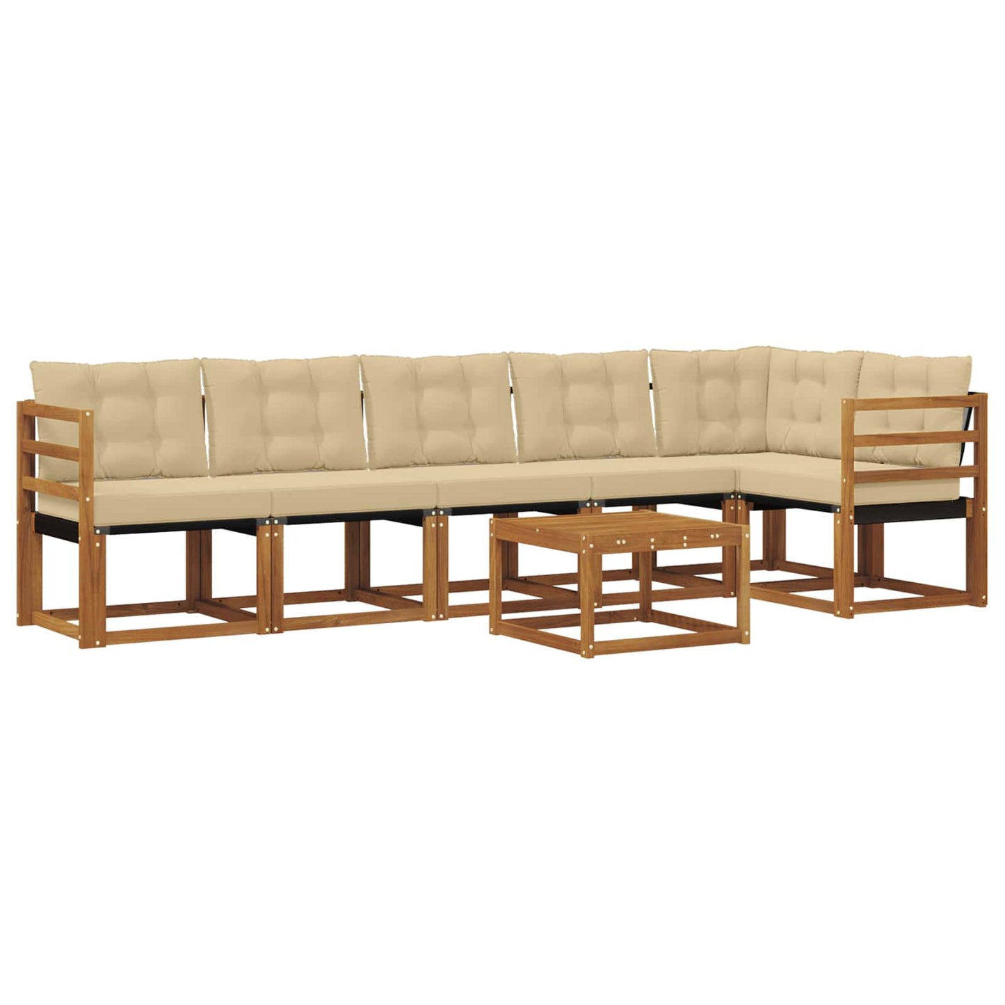 Outdoor-Sofagarnitur mit Kissen 7 pcs Natur und Beige