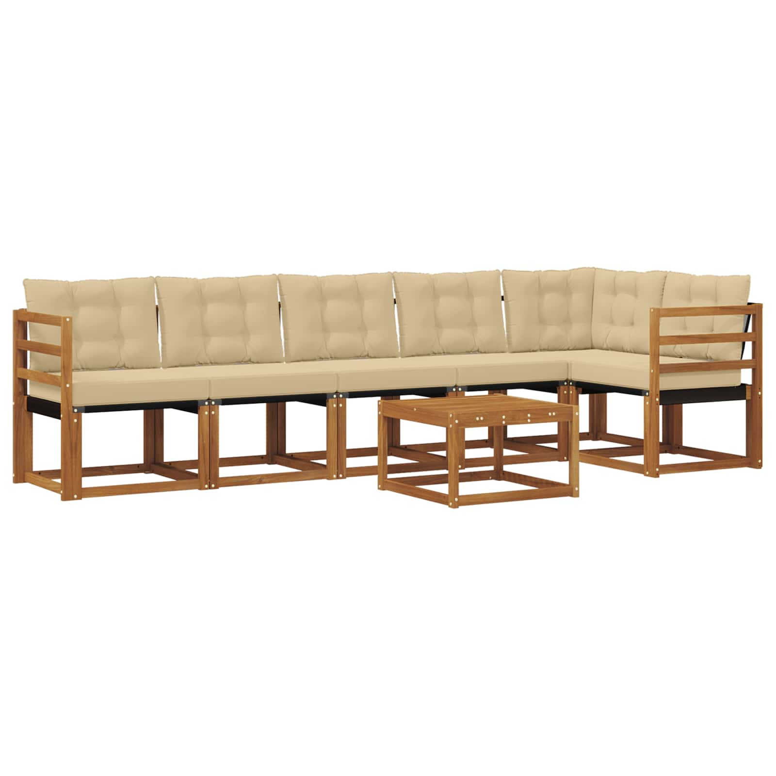 Outdoor-Sofagarnitur mit Kissen 7 pcs Natur und Beige
