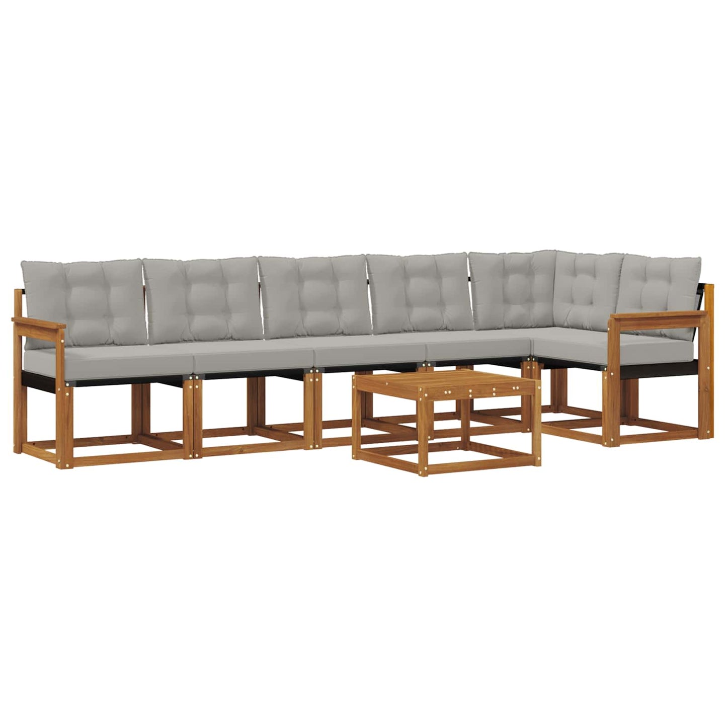 Outdoor-Sofagarnitur mit Kissen 7 pcs Natürlich und Hellgrau