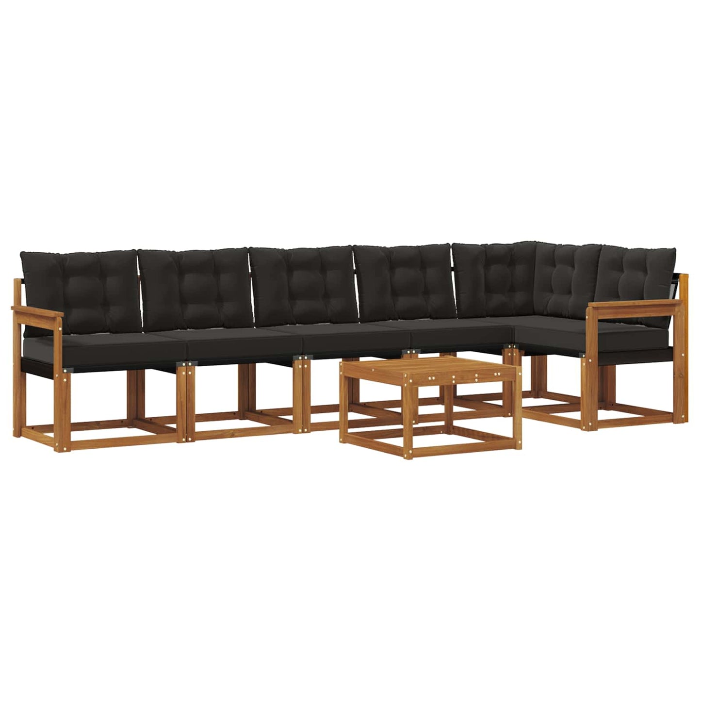 Outdoor-Sofagarnitur mit Kissen 7 pcs Natürlich und Schwarz