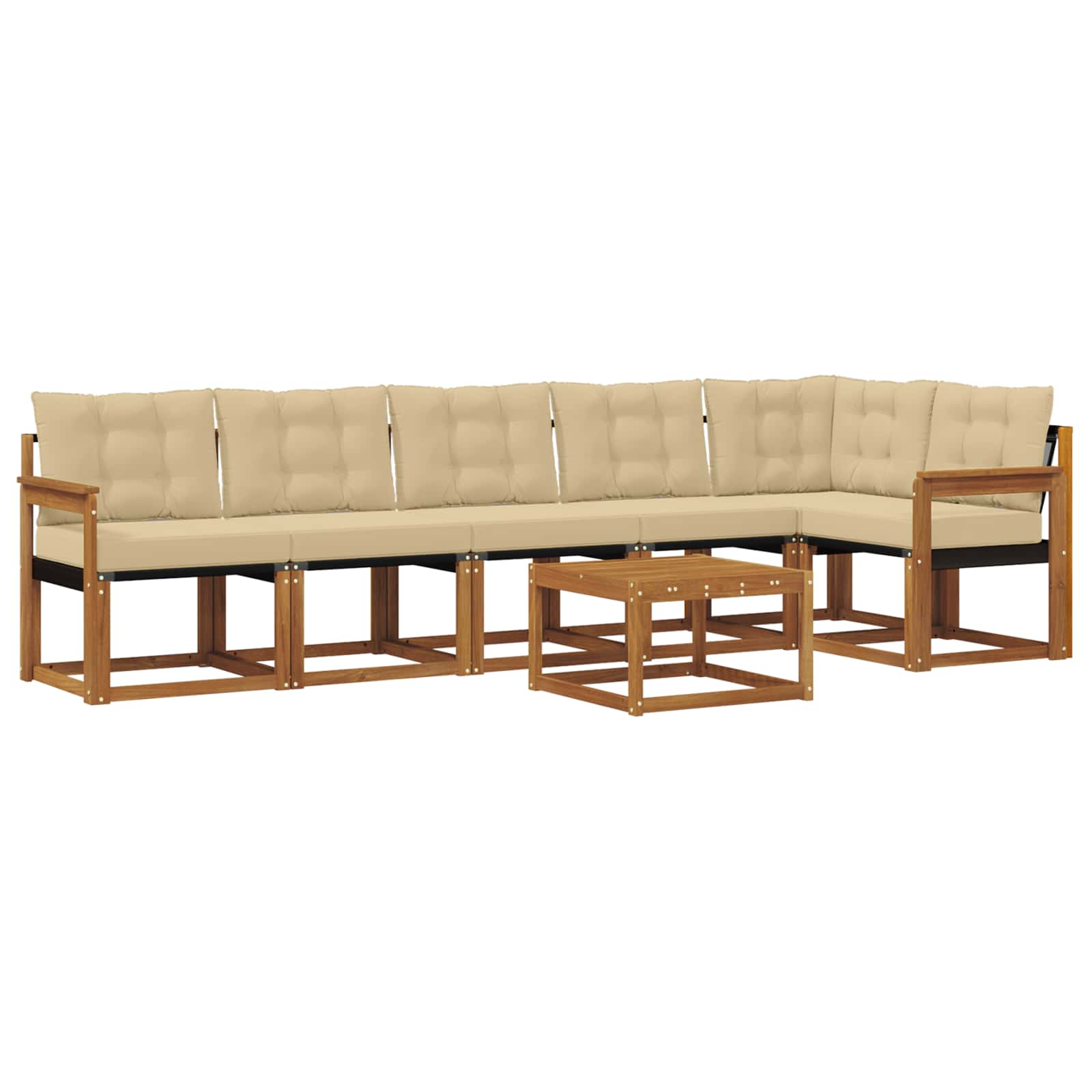 Outdoor-Sofagarnitur mit Kissen 7 pcs Natur und Beige