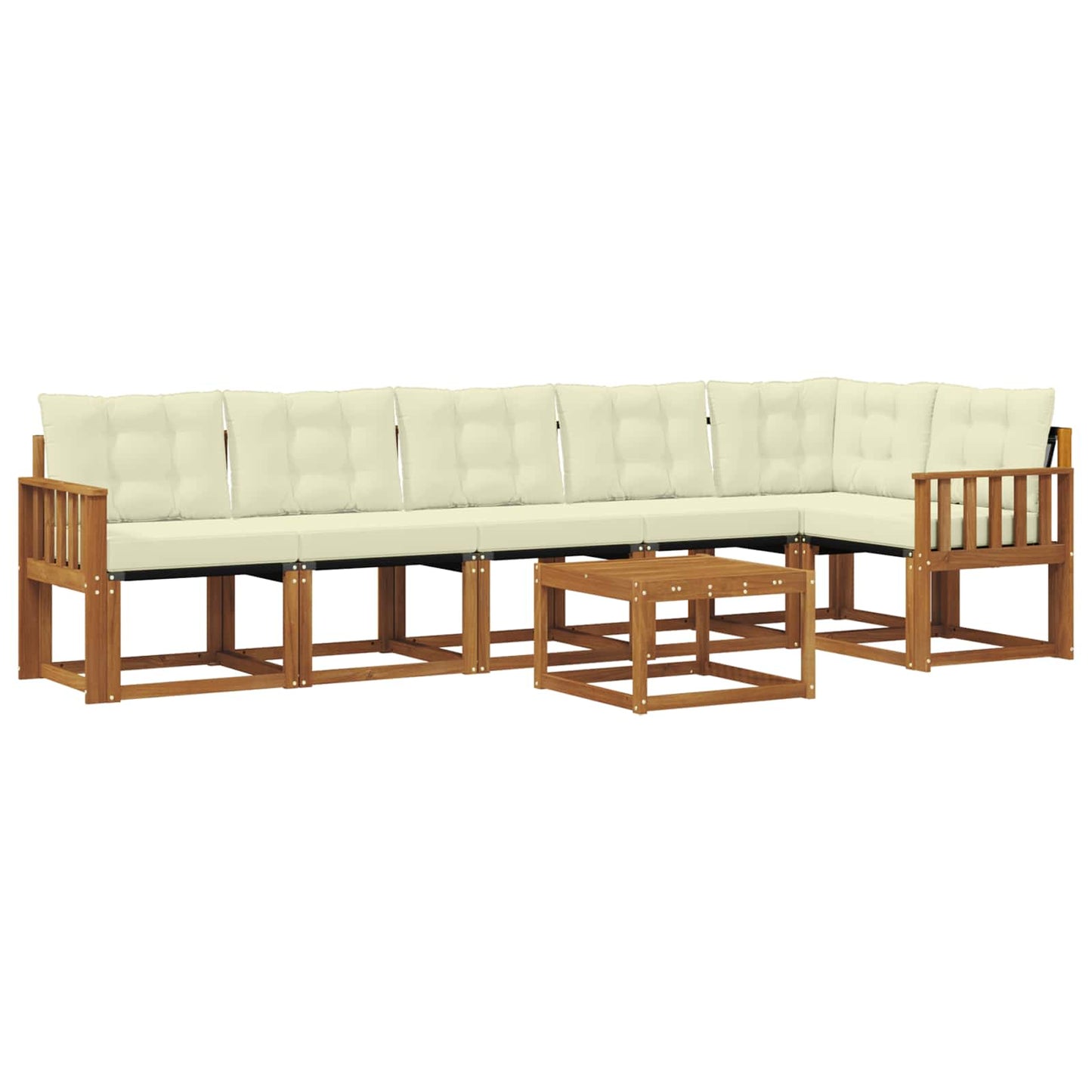 Outdoor-Sofagarnitur 7 stk. Natur und Creme