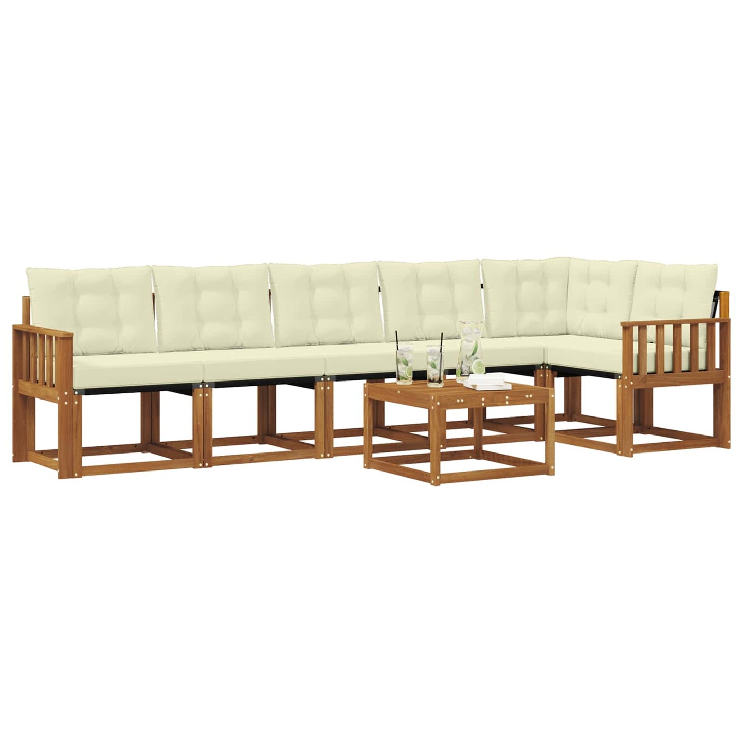 Outdoor-Sofagarnitur 7 stk. Natur und Creme