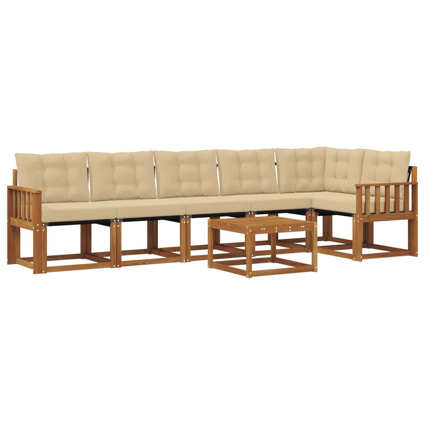 Outdoor-Sofagarnitur 7 stk. Natur und Beige