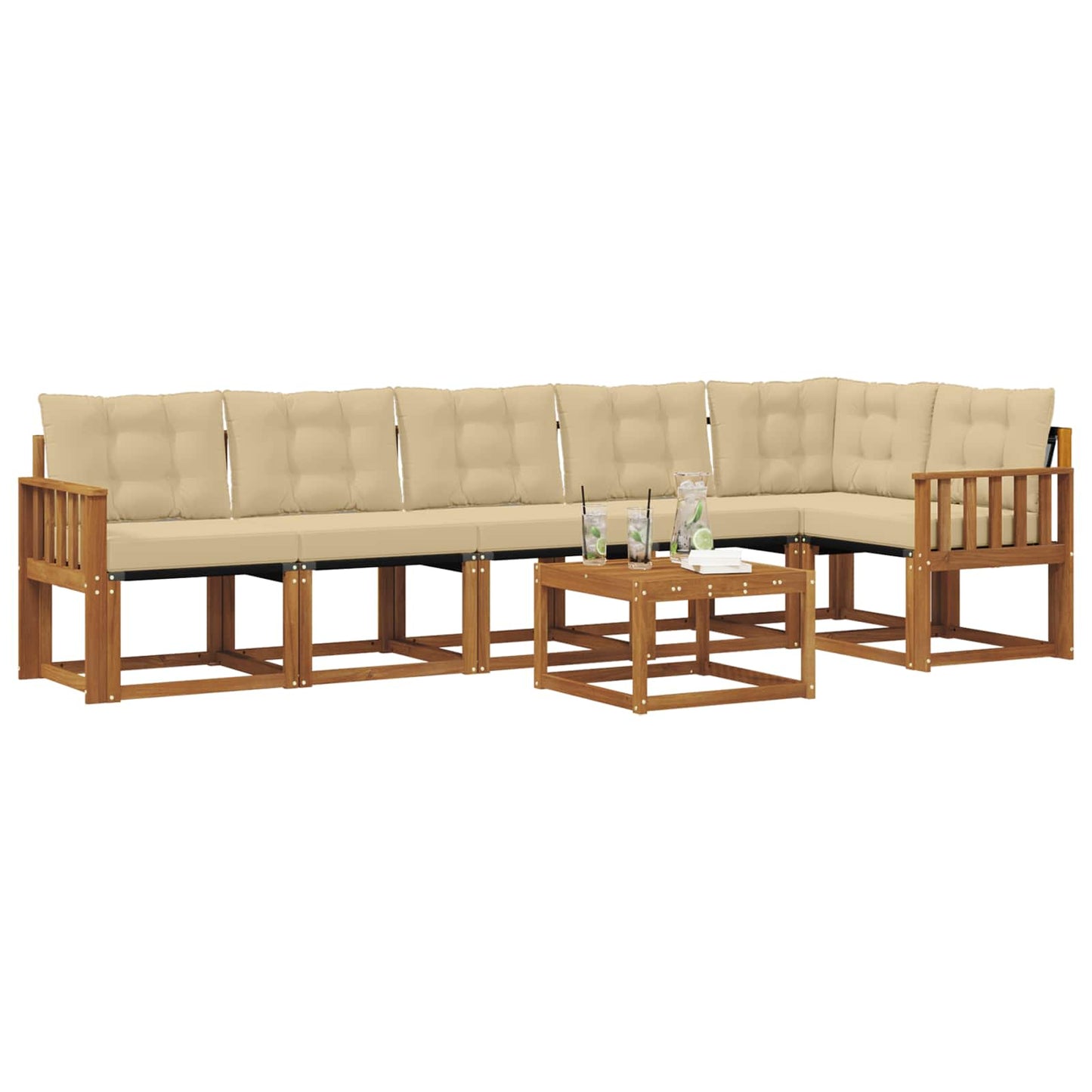 Outdoor-Sofagarnitur 7 stk. Natur und Beige