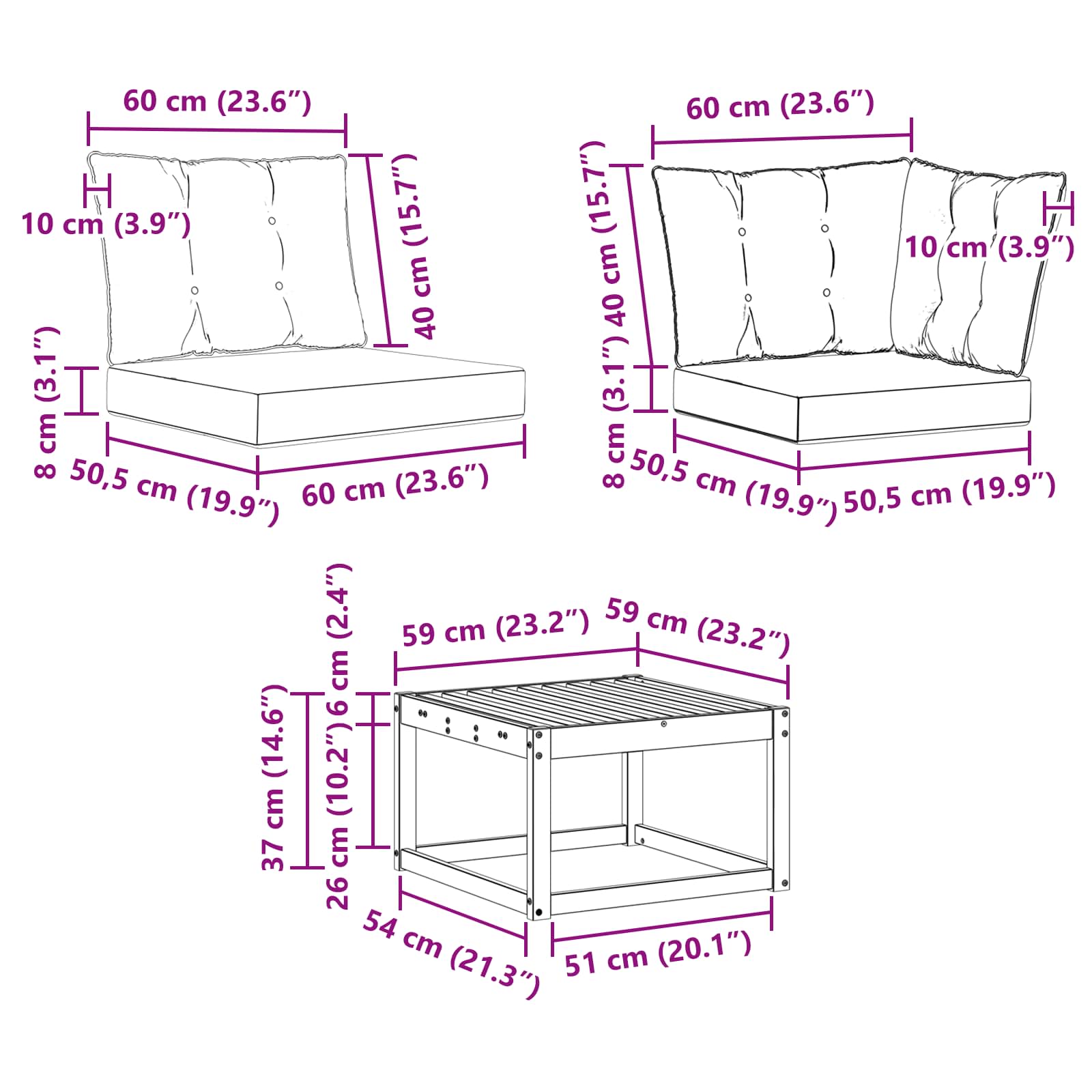 Outdoor-Sofagarnitur 7 stk. Natur und Beige