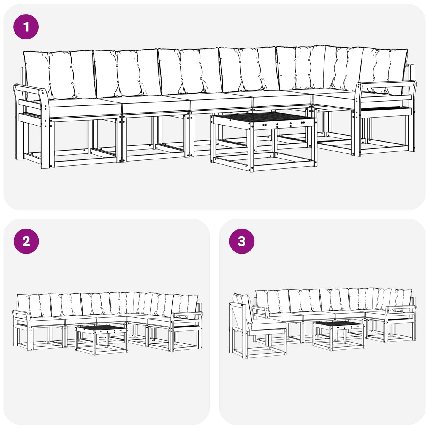 Outdoor-Sofagarnitur 7 stk. Natur und Creme