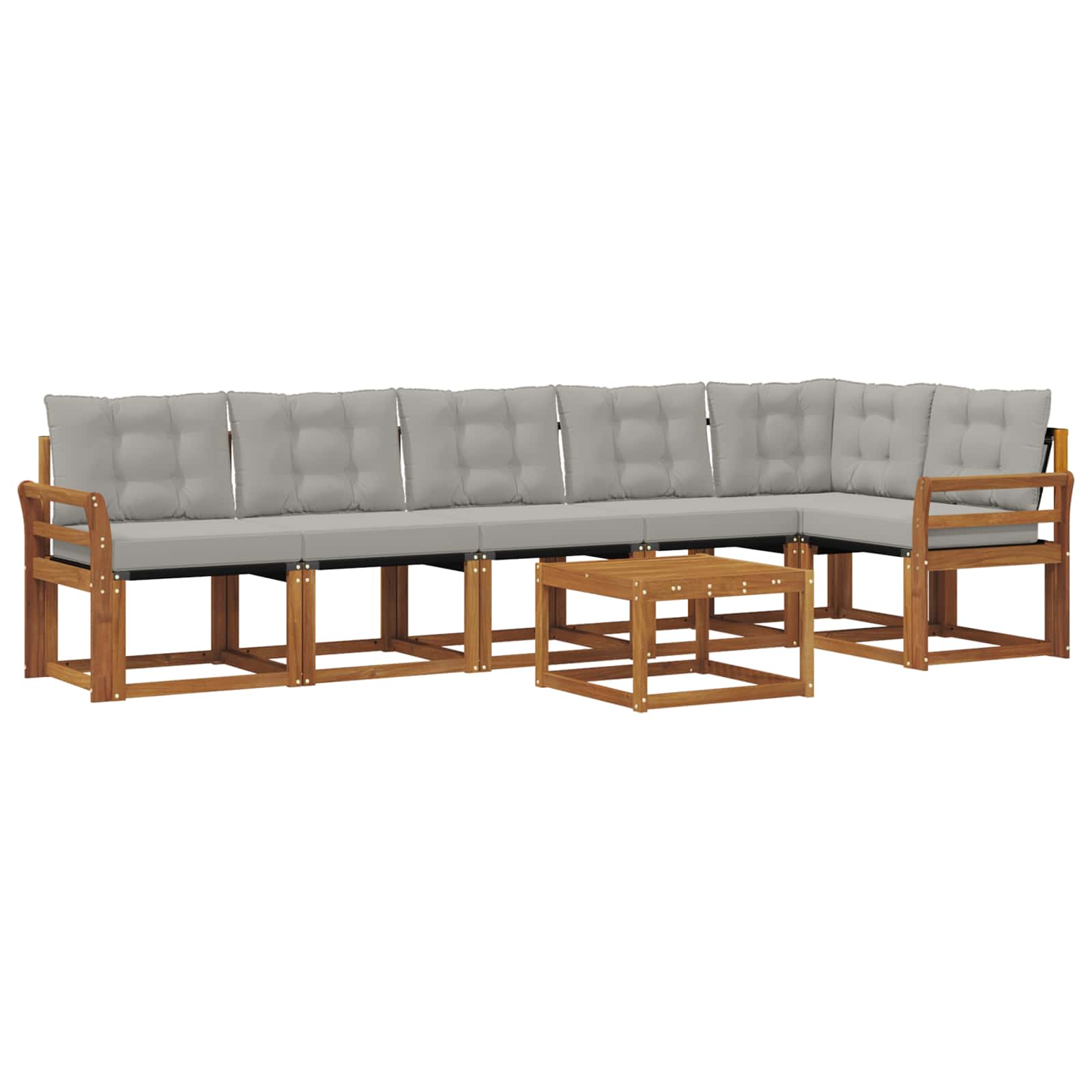 Outdoor-Sofagarnitur mit Kissen 7 pcs Natürlich und Hellgrau