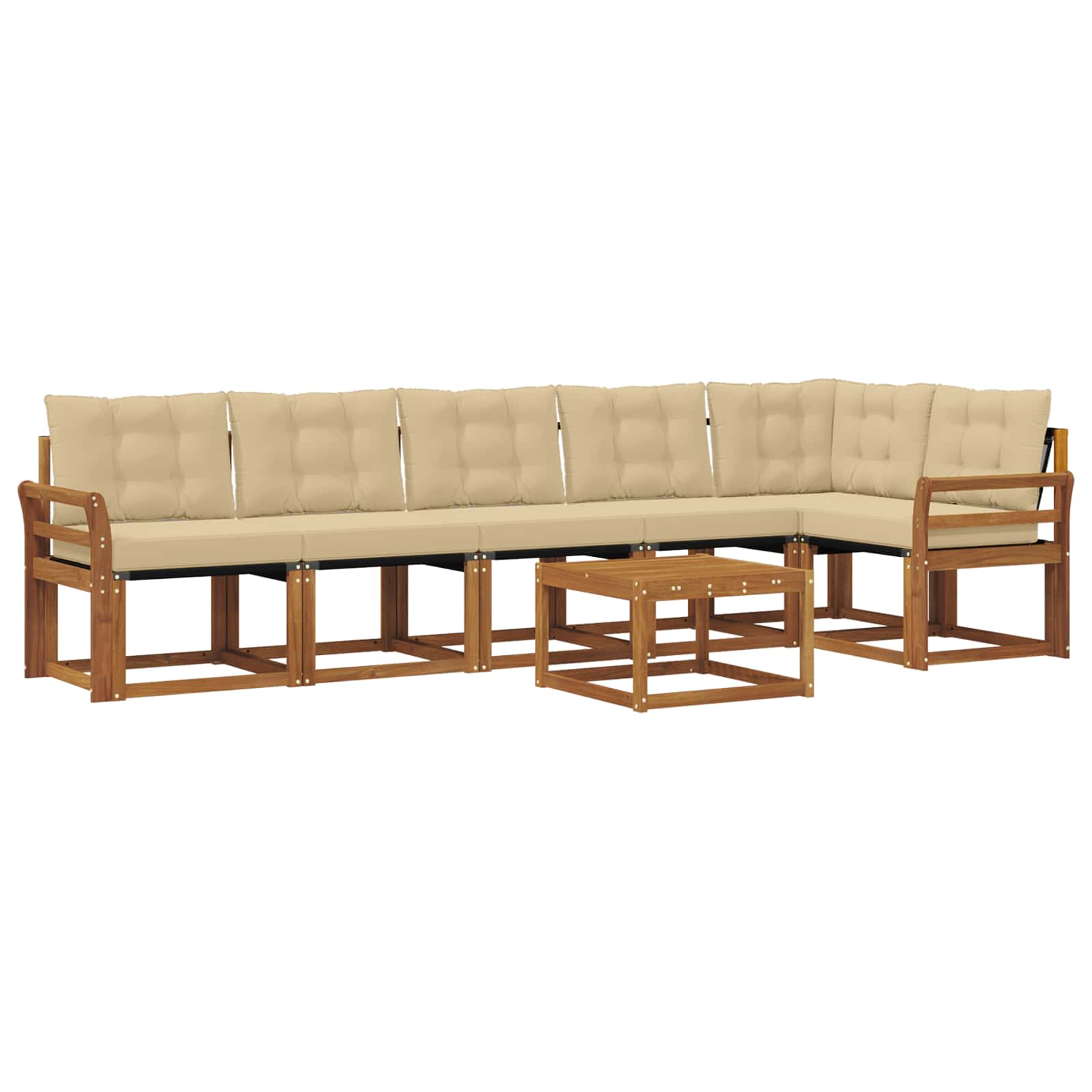 Outdoor-Sofagarnitur mit Kissen 7 pcs Natur und Beige