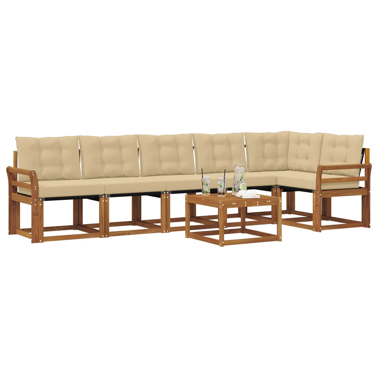 Outdoor-Sofagarnitur mit Kissen 7 pcs Natur und Beige