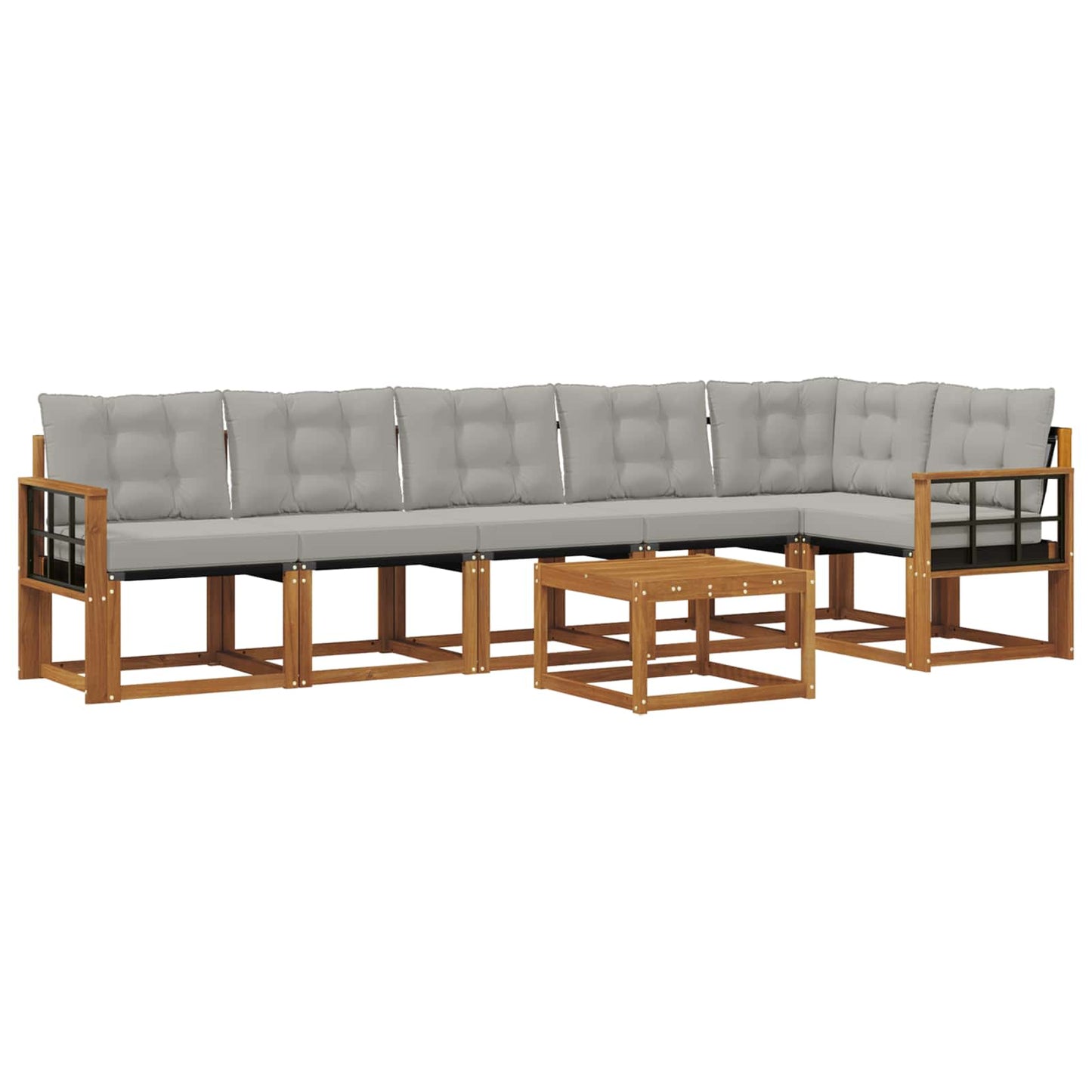 Outdoor-Sofagarnitur mit Kissen 7 pcs Natürlich und Hellgrau