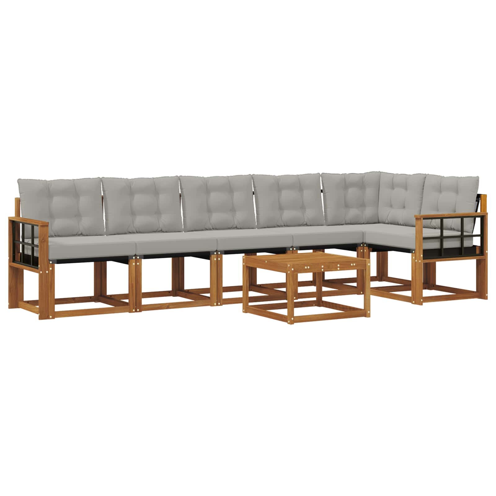 Outdoor-Sofagarnitur mit Kissen 7 pcs Natürlich und Hellgrau