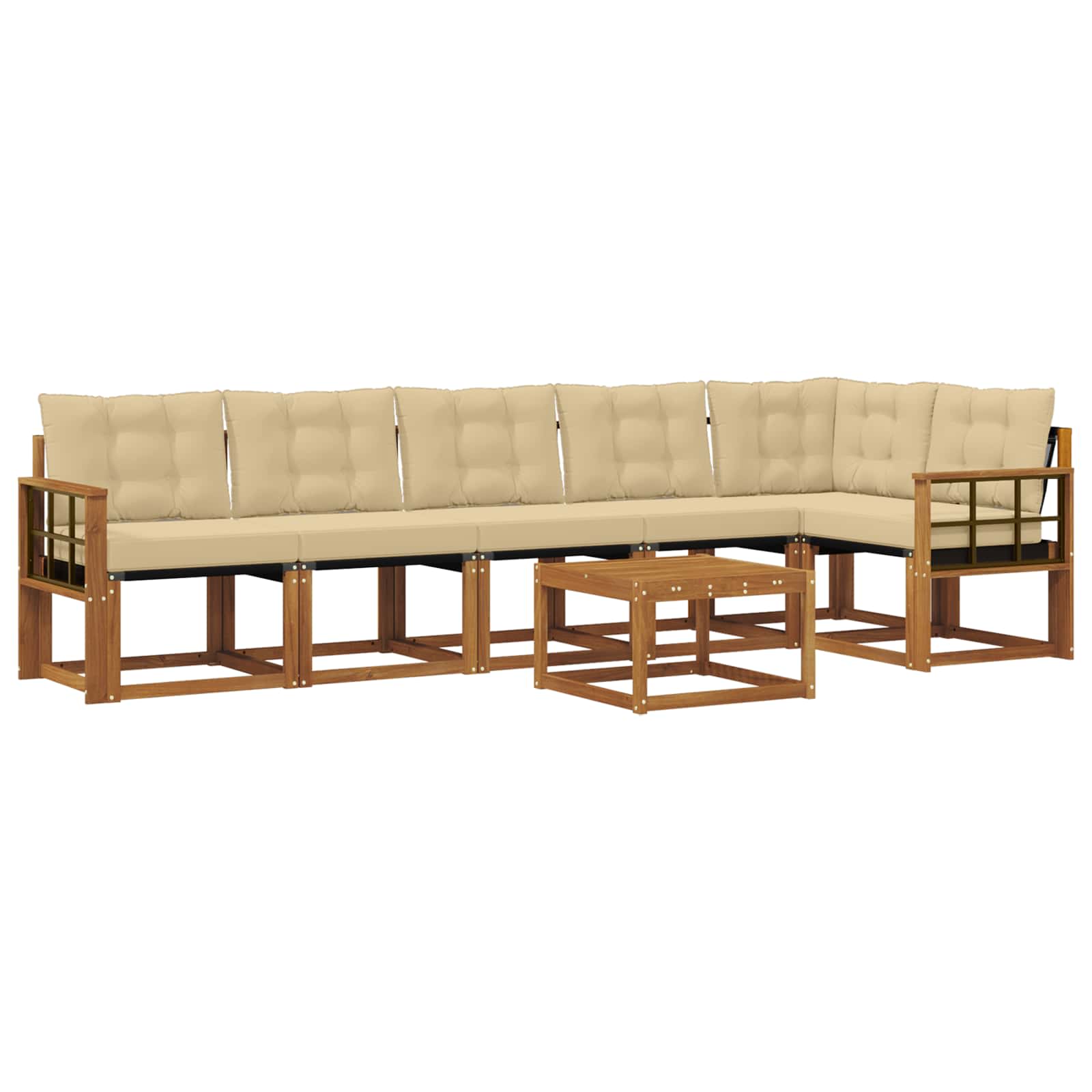 Outdoor-Sofagarnitur 7 stk. Natur und Beige