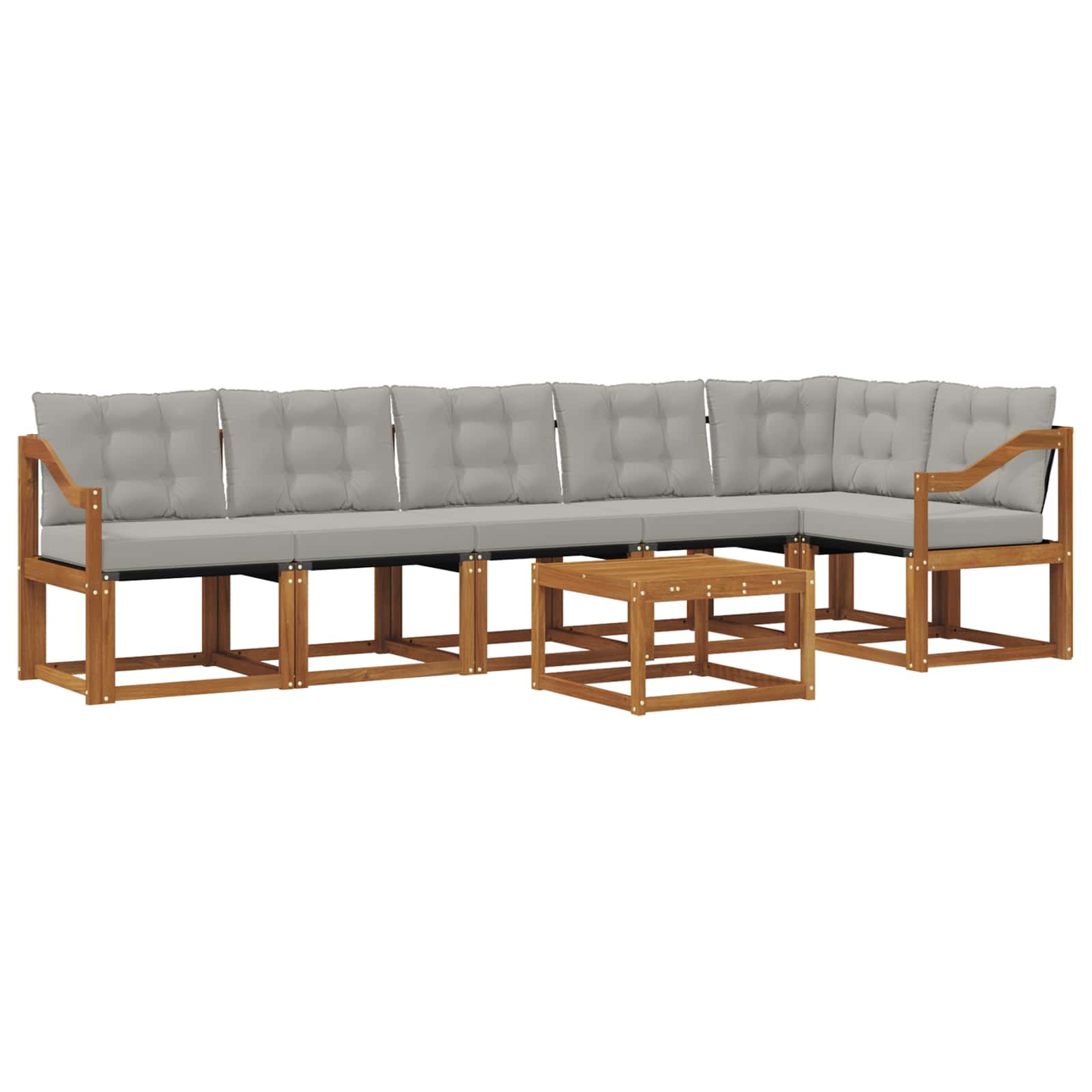 Outdoor-Sofagarnitur mit Kissen 7 pcs Natürlich und Hellgrau