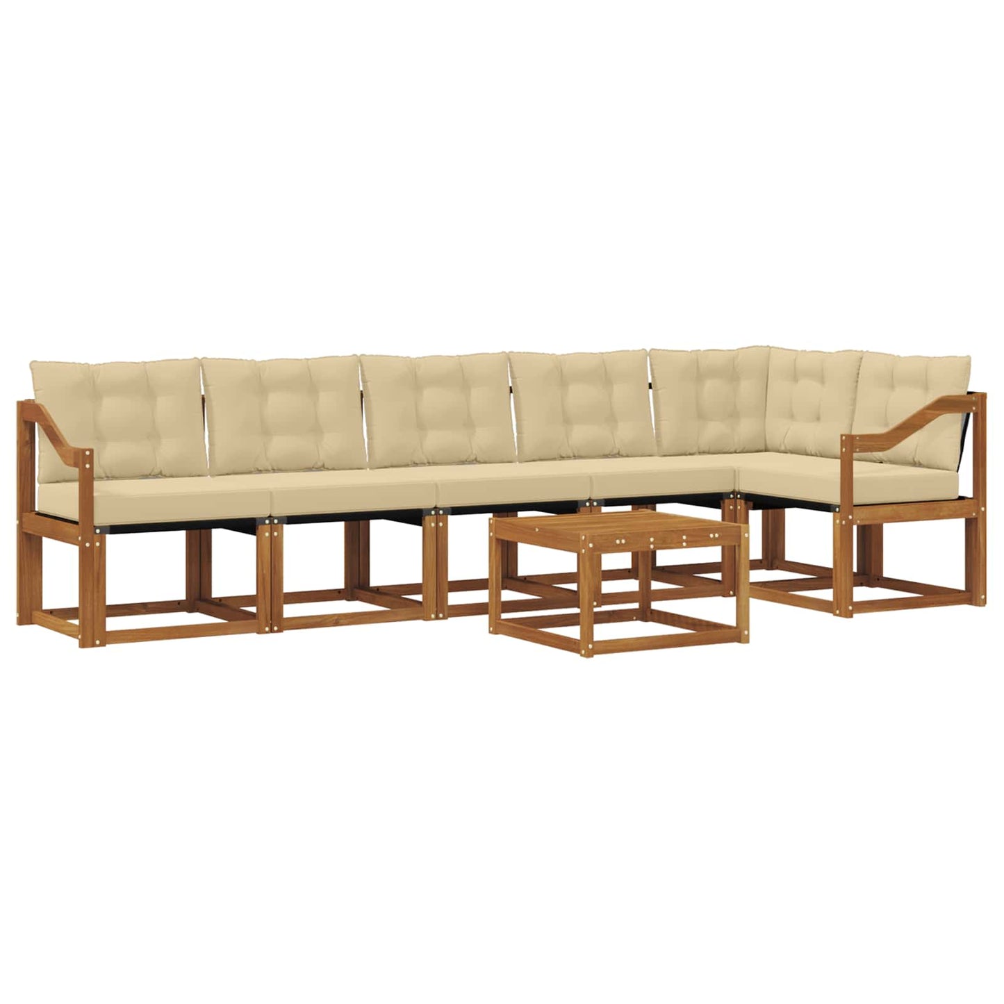 Outdoor-Sofagarnitur mit Kissen 7 pcs Natur und Beige