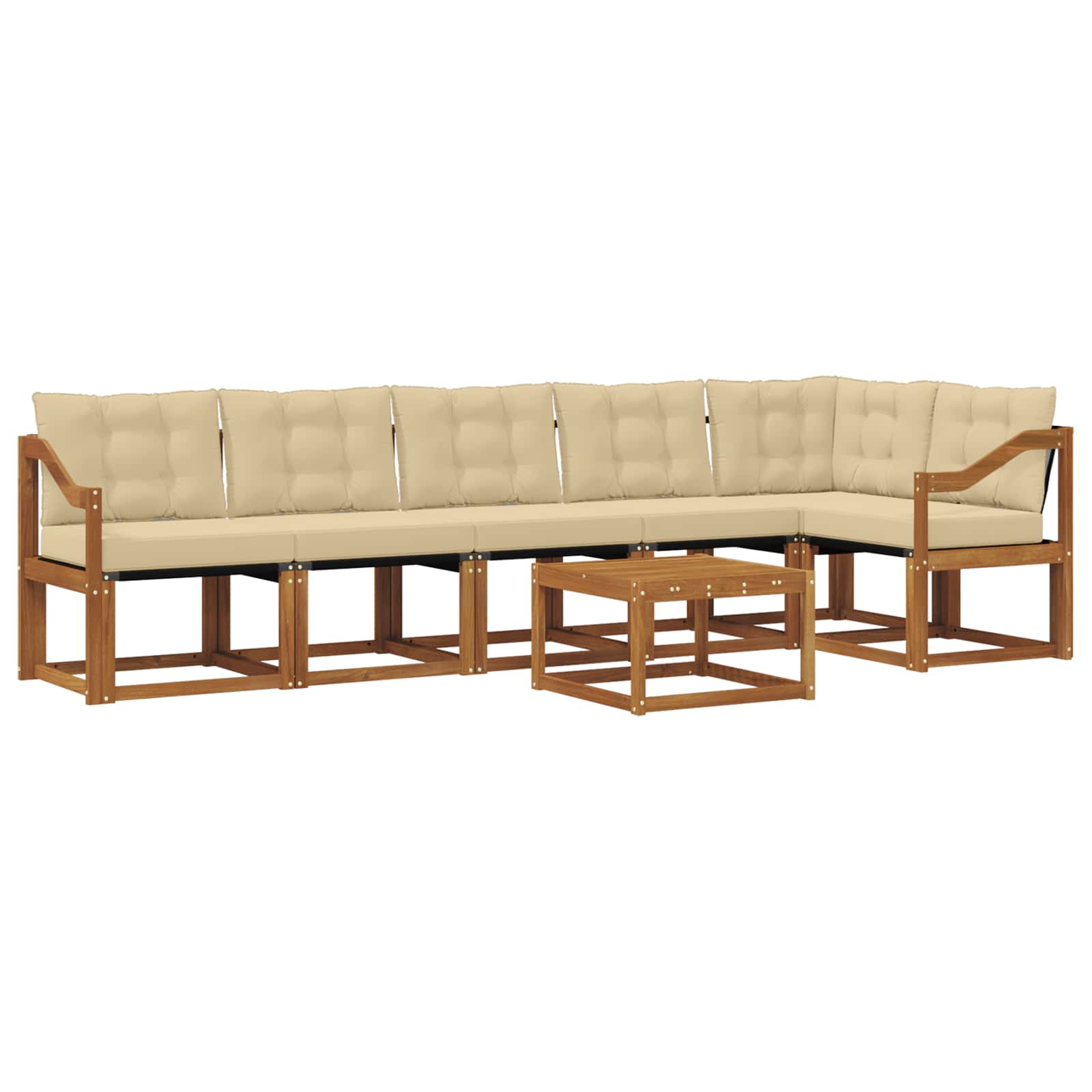 Outdoor-Sofagarnitur mit Kissen 7 pcs Natur und Beige