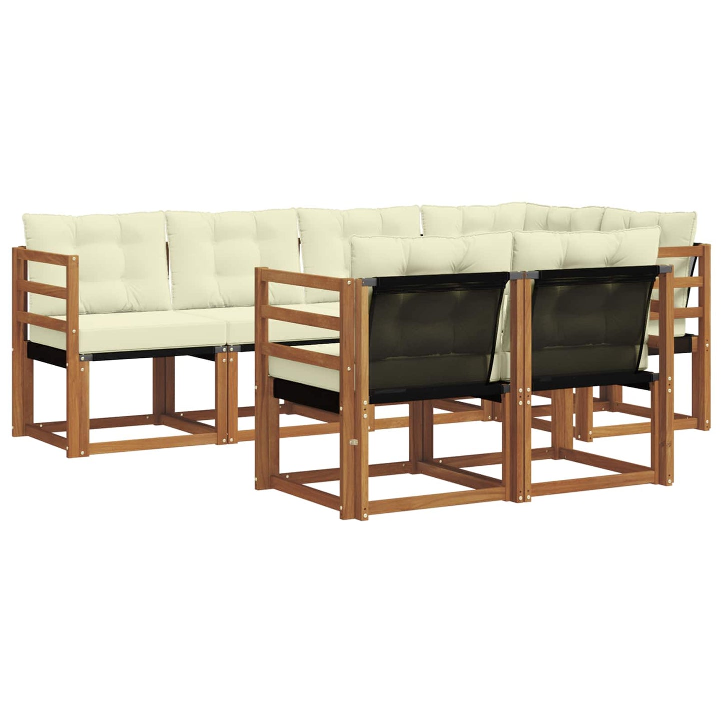 Outdoor-Sofagarnitur mit Kissen 7 pcs Natur und Creme