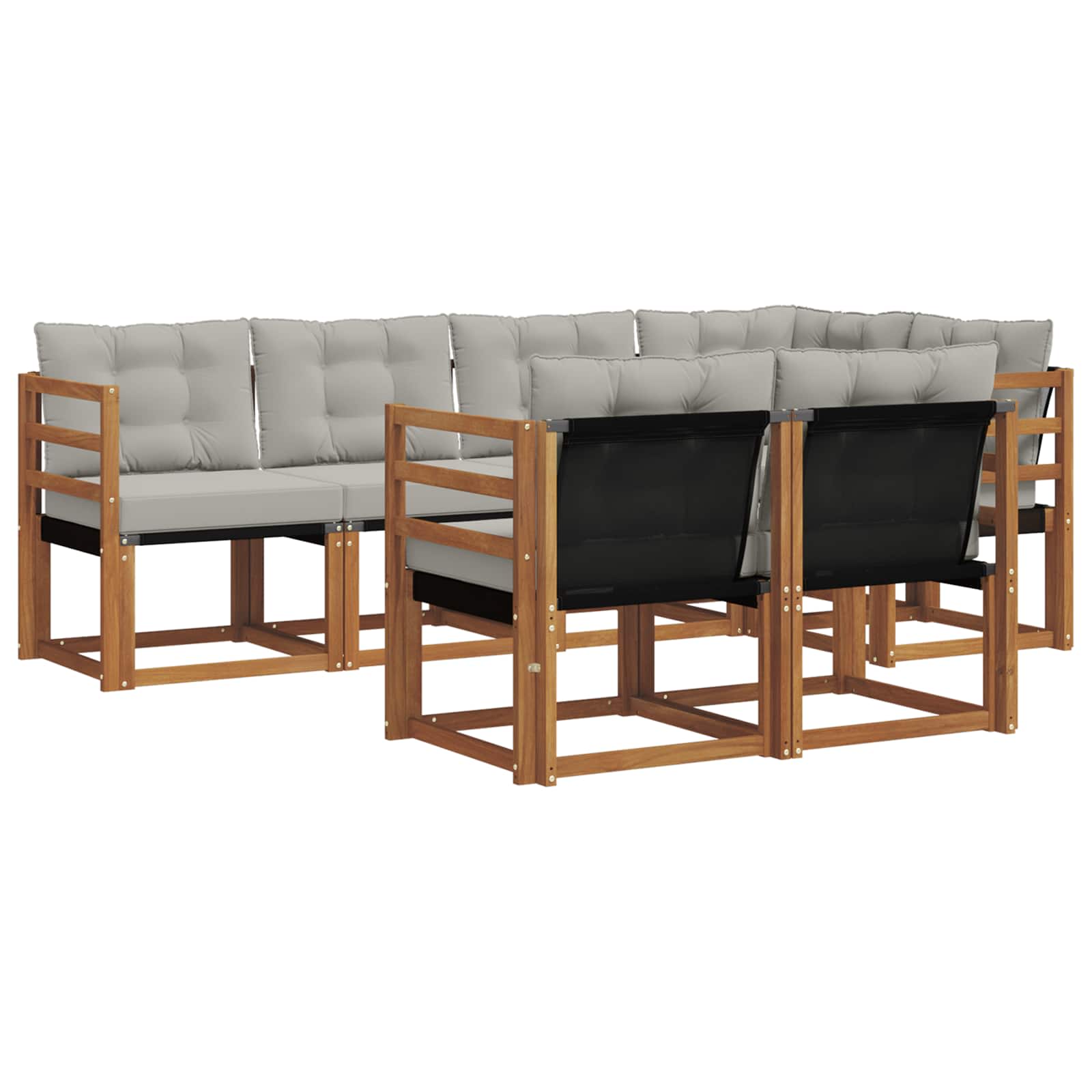 Outdoor-Sofagarnitur mit Kissen 7 pcs Natürlich und Hellgrau