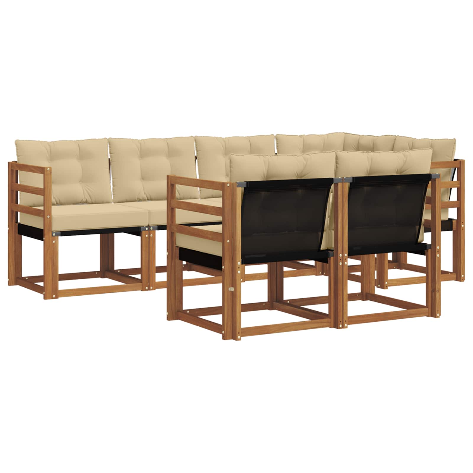 Outdoor-Sofagarnitur mit Kissen 7 pcs Natur und Beige