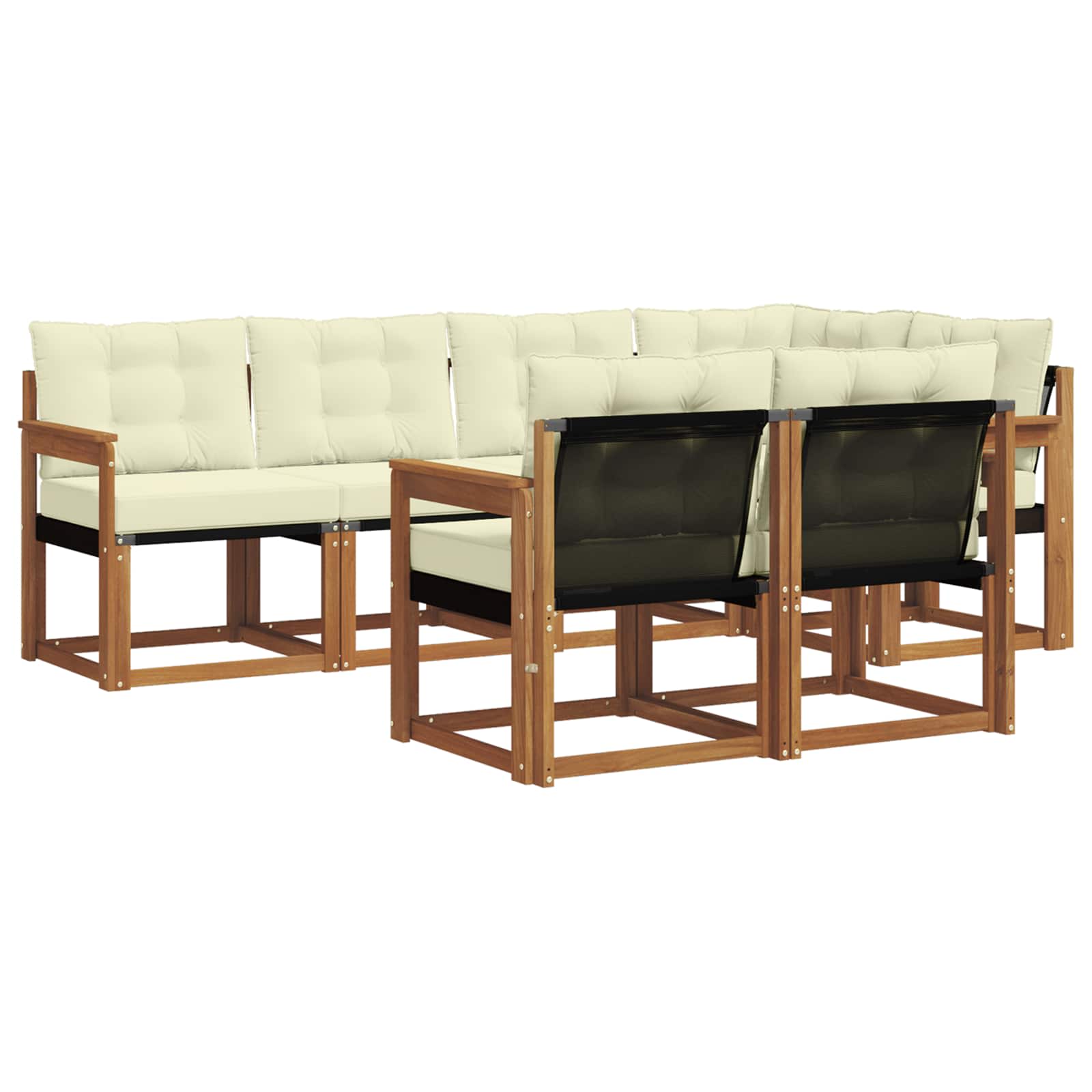 Outdoor-Sofagarnitur mit Kissen 7 pcs Natur und Creme
