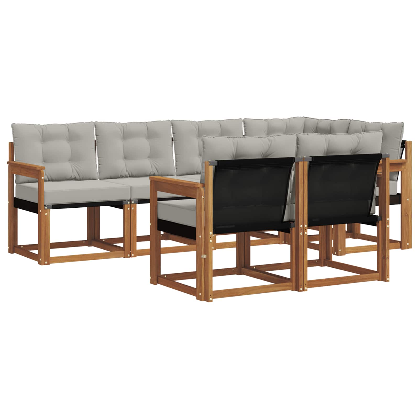 Outdoor-Sofagarnitur mit Kissen 7 pcs Natürlich und Hellgrau