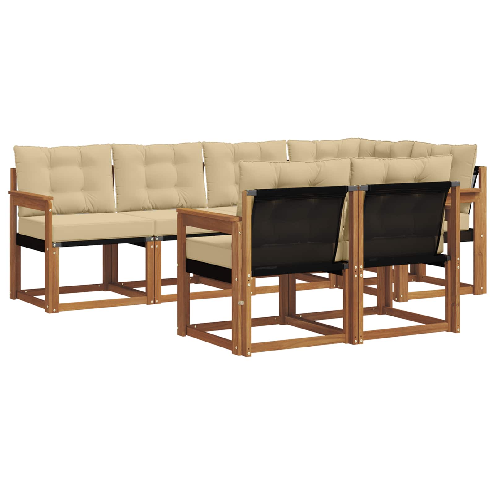 Outdoor-Sofagarnitur 7 stk. Natur und Beige