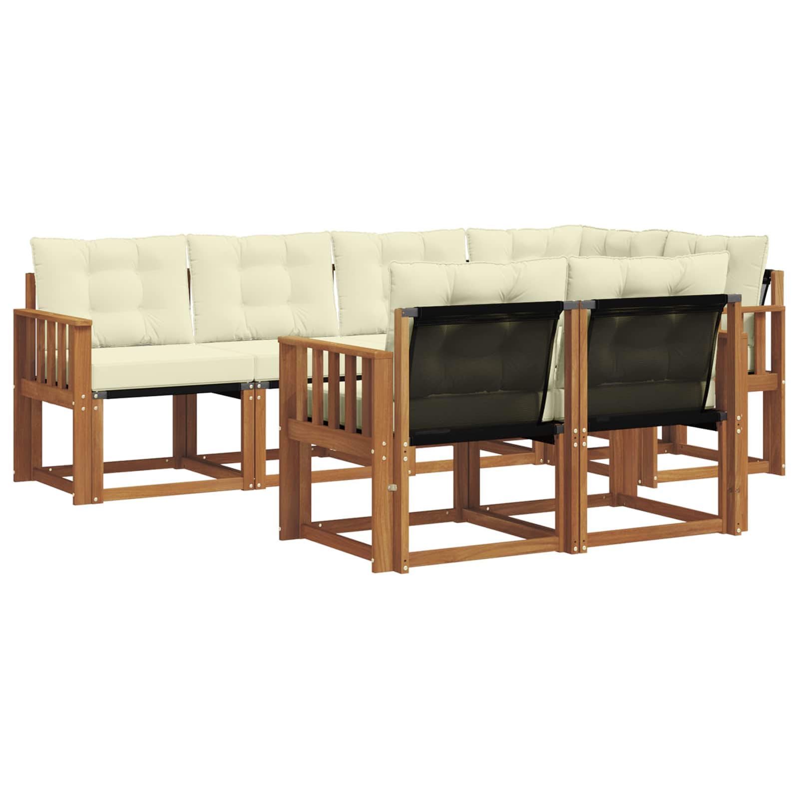 Outdoor-Sofagarnitur 7 stk. Natur und Creme